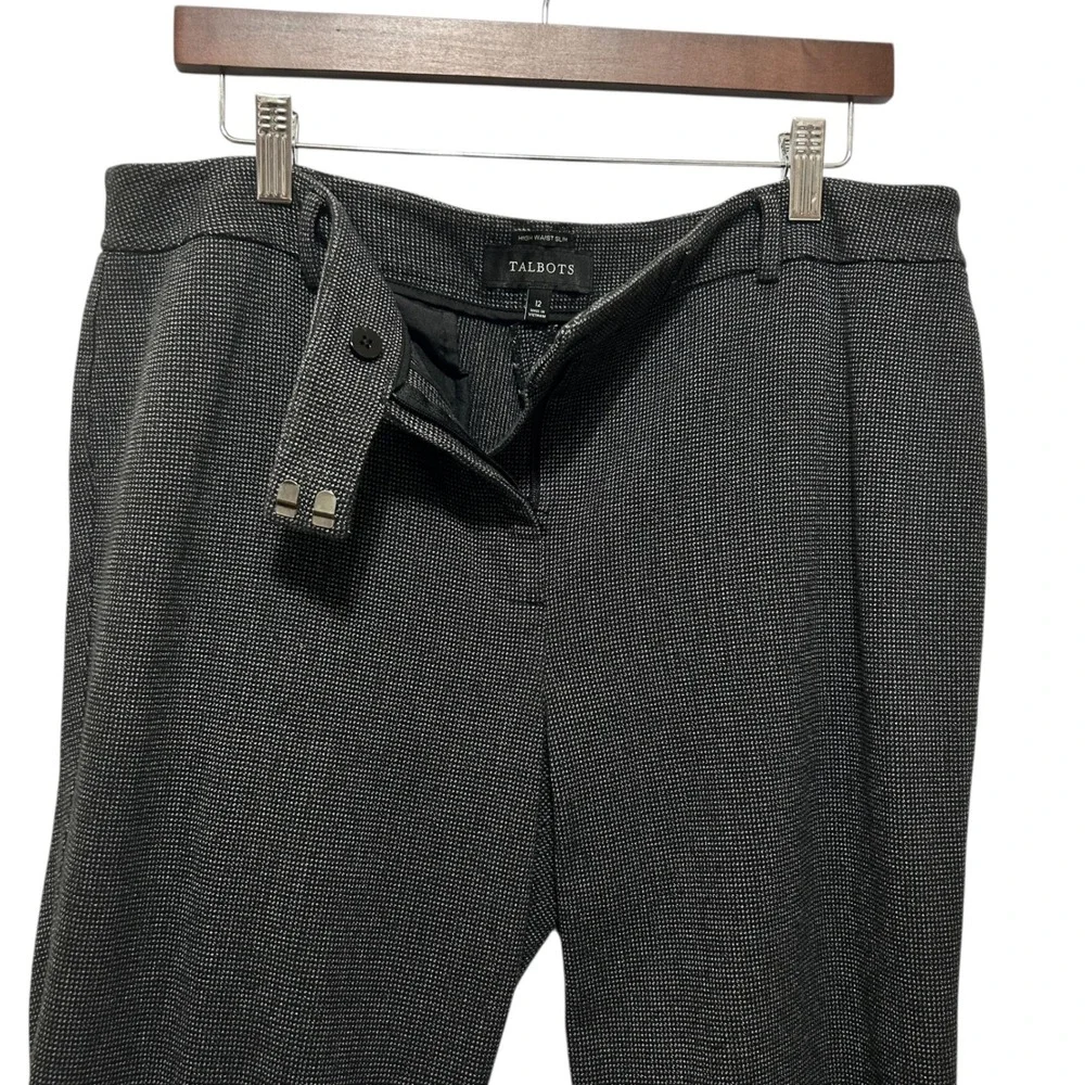 Talbots Women High Waist Slim Pants‎ 12 Micro Check Office Minimalist Tailored